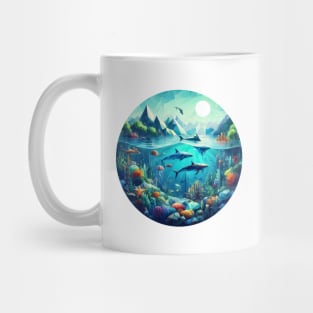 Low Poly Underwater Scene Full of Life Mug